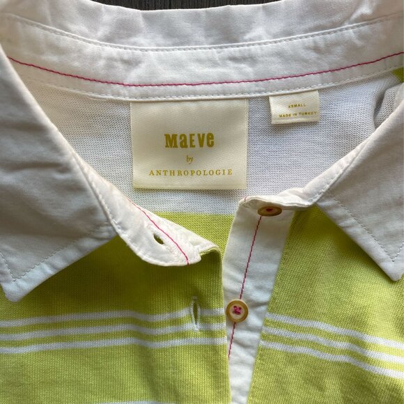 Maeve by Anthropologie Rigby Polo Tank Green White Stripe Sleeveless Size XS - Picture 5 of 6